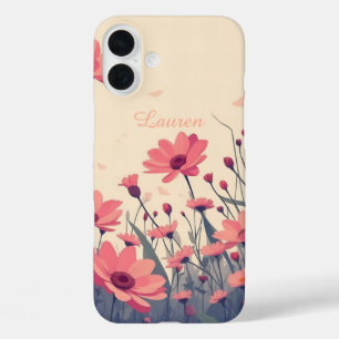 Funda iPhone 16 Plus Campo floral rosa suave