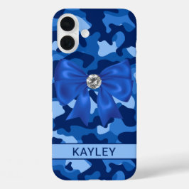 Funda iPhone 16 Plus Camuflaje Azul Brillante Personalizado