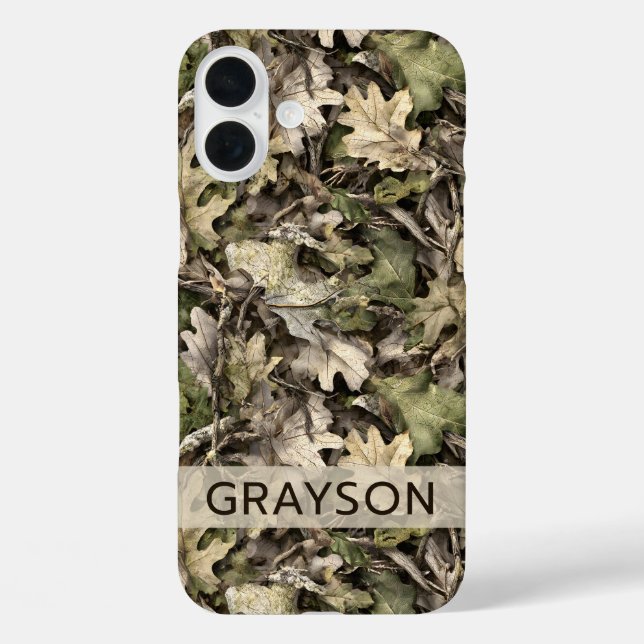 Funda iPhone 16 Plus Camuflaje de Hojas Personalizado (Reverso )