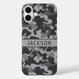 Funda iPhone 16 Plus Camuflaje Gris Personalizado