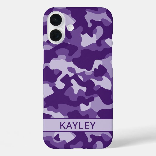 Funda iPhone 16 Plus Camuflaje Morado Personalizado (Reverso )