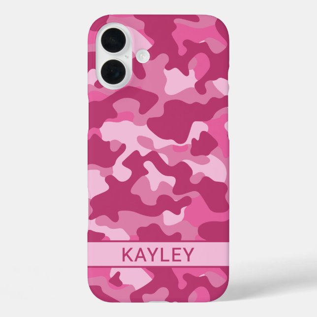 Funda iPhone 16 Plus Camuflaje Rosa Personalizado (Reverso )