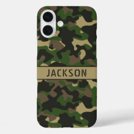 Funda iPhone 16 Plus Camuflaje Verde Marrón Personalizado