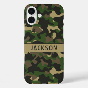 Funda iPhone 16 Plus Camuflaje Verde Marrón Personalizado