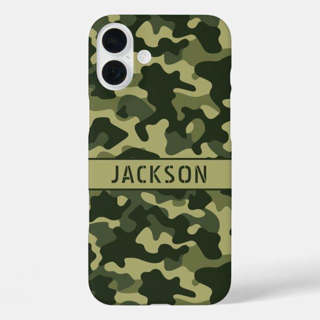 Funda iPhone 16 Plus Camuflaje Verde Personalizado (Reverso )