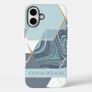 Funda iPhone 16 Plus canica verde polvorienta nombre personalizado pers