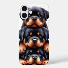 FUNDA iPhone 16 PLUS CÁPSULA ADORABLE DE PERROS DE CACHORA ROTTWEILER