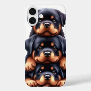 FUNDA iPhone 16 PLUS CÁPSULA ADORABLE DE PERROS DE CACHORA ROTTWEILER
