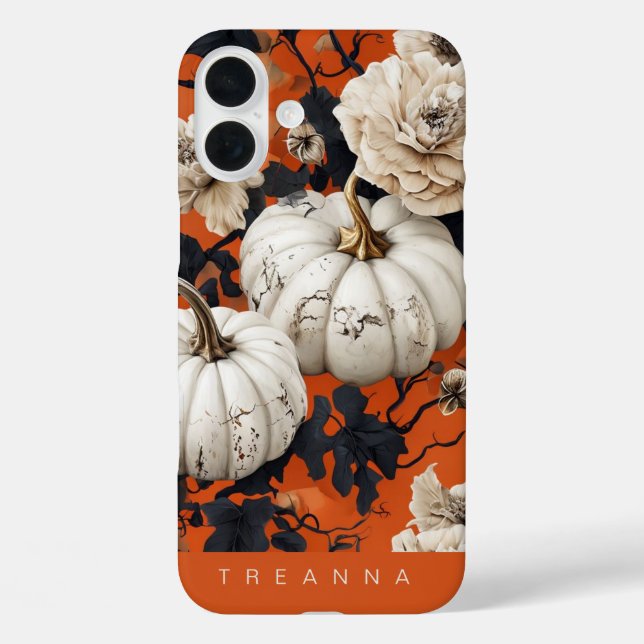 Funda iPhone 16 Plus Carácter de parche de calabaza (Reverso )