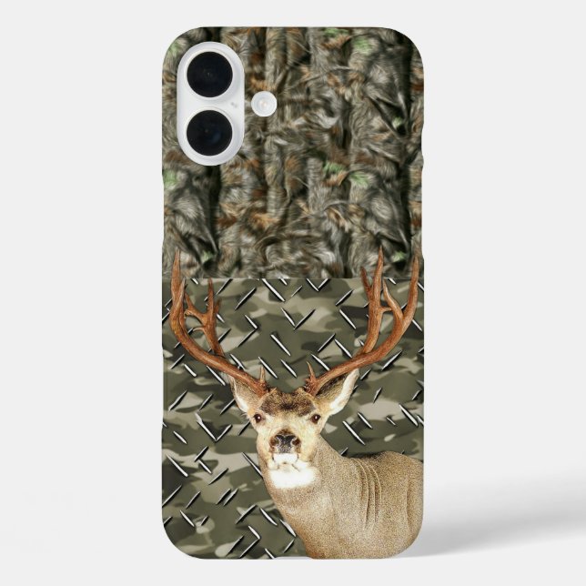 Funda iPhone 16 Plus Caza de ciervos Camo Nombre Hombres Buck Deportivo (Reverso )