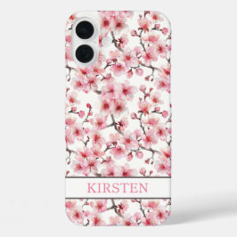 Funda iPhone 16 Plus Cerezos Flor de Cerezo Patrón Monogramado