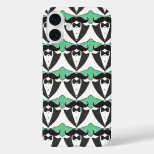 Funda iPhone 16 Plus Chalkboard Sr. Tuxedo Mustache Boda