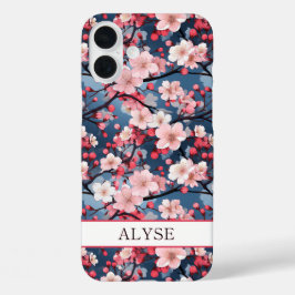 Funda iPhone 16 Plus Cherry Blossoms Japanese Sakura Monogrammed