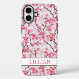 Funda iPhone 16 Plus Cherry Blossoms Sakura Monogrammed