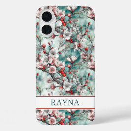 Funda iPhone 16 Plus Cherry Blossoms Sakura Print Monogrammed