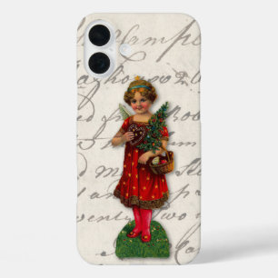 Funda iPhone 16 Plus Chica de Navidades rojos Cute Angel Victorian