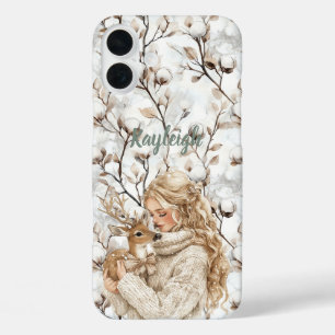 Funda iPhone 16 Plus Chica de pelo rubio con ciervo  
