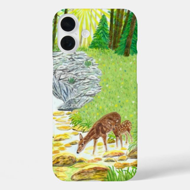 Funda iPhone 16 Plus Cierva y cervatillo (Reverso )