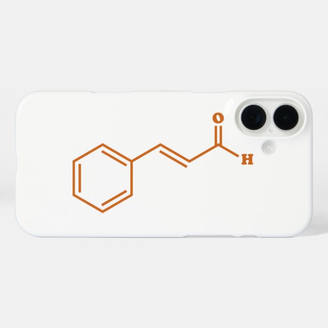 Funda iPhone 16 Plus Cinnamaldehído Fórmula química molecular (Reverso  (Horizontal))