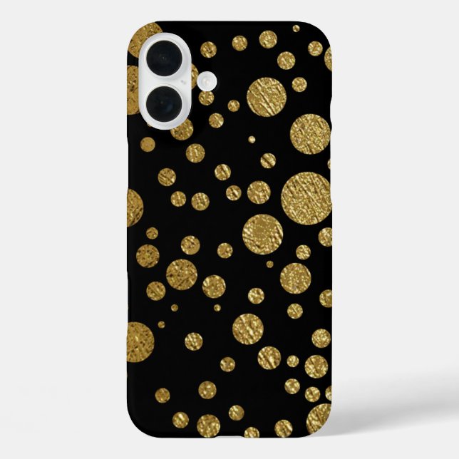 Funda iPhone 16 Plus Círculos de oro en negro (Reverso )