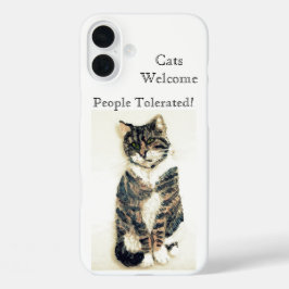 Funda iPhone 16 Plus Cita Mascota divertida Tabby Cat