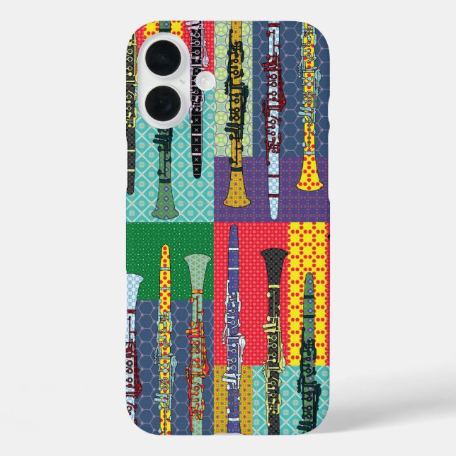 Funda iPhone 16 Plus Clarinets con patrones (Reverso )
