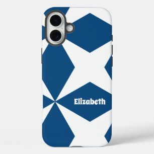 Funda iPhone 16 Plus Clásico Geométrico Retro Azul Marino