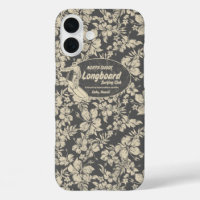 Club Surfing Longboard Hibiscus Hawaiian Gray
