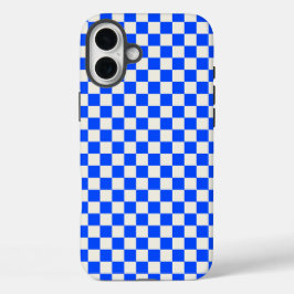 Funda iPhone 16 Plus Cobalt and cream checkerboard pattern