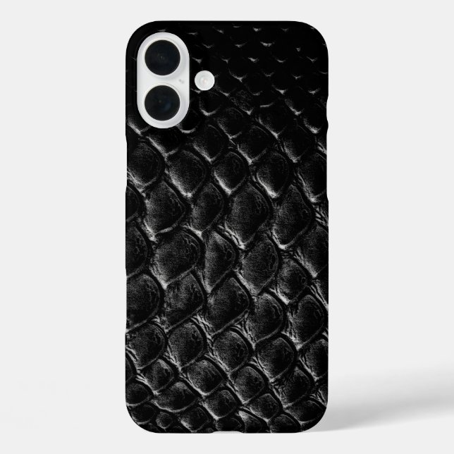 Funda iPhone 16 Plus Cocodrilo negro moderno (Reverso )