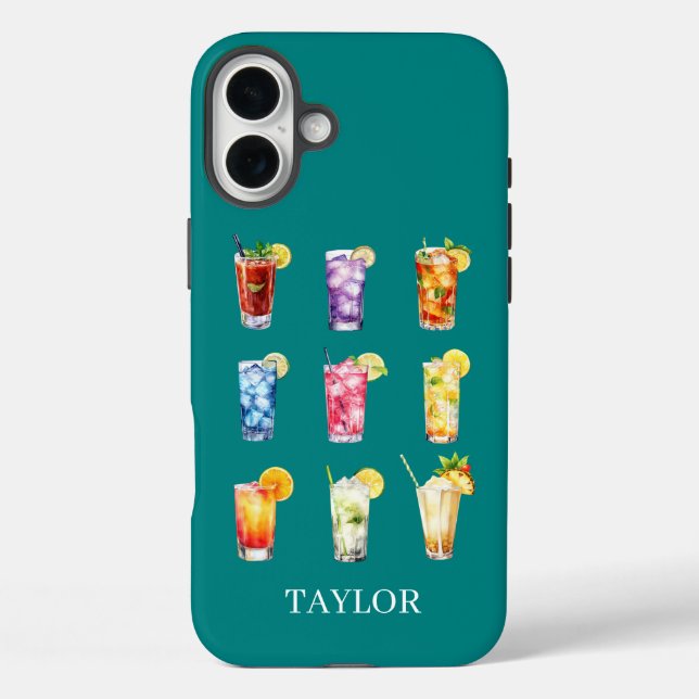 Funda iPhone 16 Plus Cócteles Cócteles Cócteles Monogramados (Reverso )