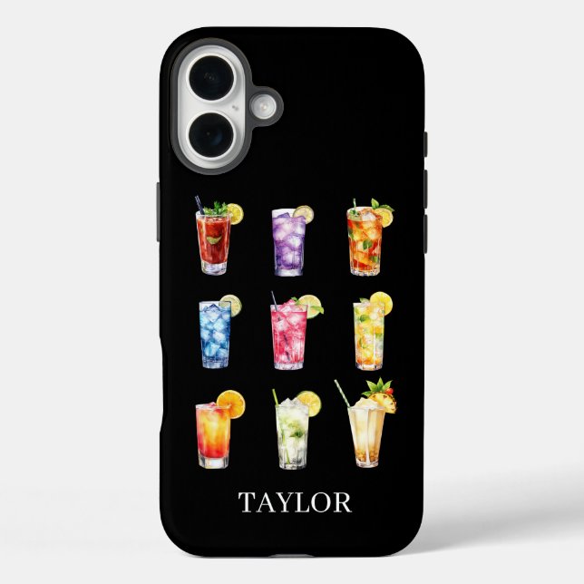 Funda iPhone 16 Plus Cócteles Cócteles Cócteles Monogramados (Reverso )