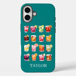 Funda iPhone 16 Plus Cócteles en Abundancia con Monograma