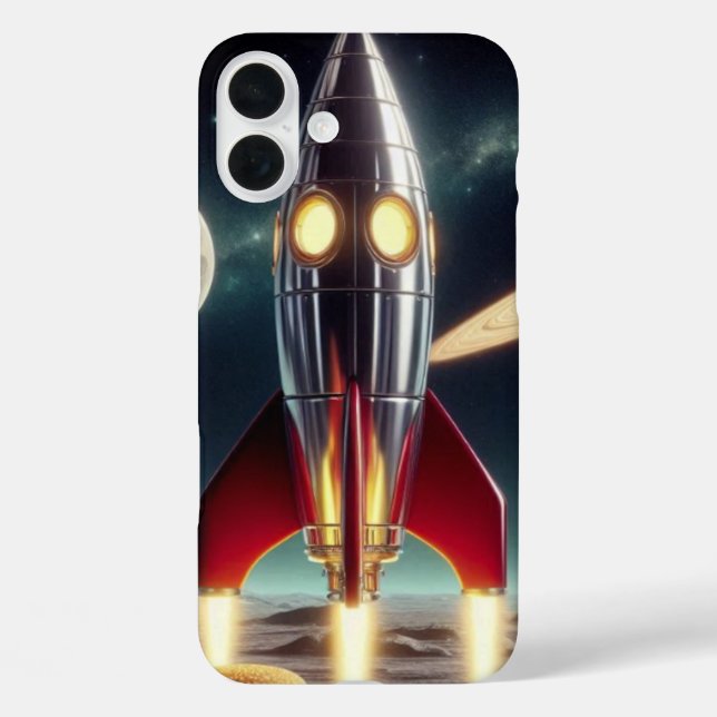 Funda iPhone 16 Plus Cohete espacial  (Reverso )