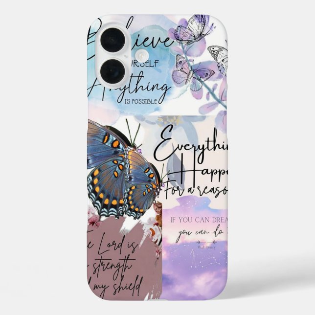Funda iPhone 16 Plus Collage de citas en pastel  (Reverso )