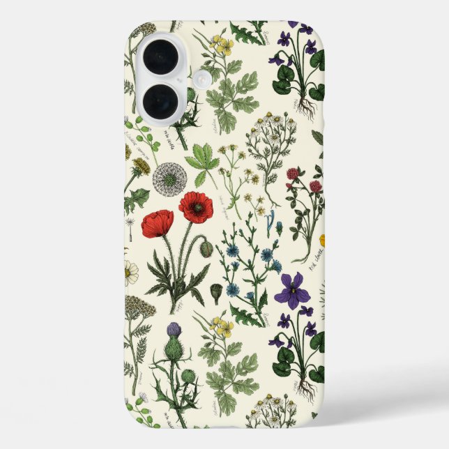 Funda iPhone 16 Plus Collage de flores silvestres (Reverso )