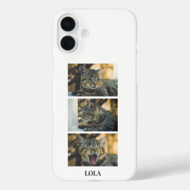 Funda iPhone 16 Plus Collage de fotos de gato personalizado y nombre