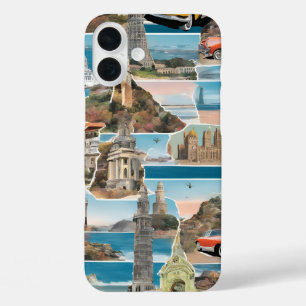 Funda iPhone 16 Plus Collage del Tour Mundial de Retro