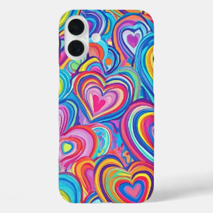 FUNDA iPhone 16 PLUS COLOR BRILLANTE DE LOS CORAZONES DE VALENTINA DE R