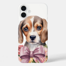 FUNDA iPhone 16 PLUS COLOR DE AGUA ADORABLE BEAGER PUPPG DOG