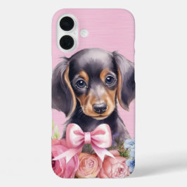 FUNDA iPhone 16 PLUS COLOR DE AGUA ADORABLE DACHSHUND PUPPG DOG
