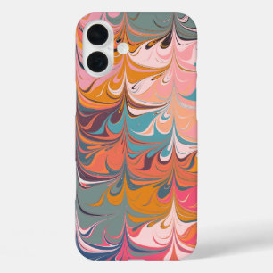 Funda iPhone 16 Plus Colorida Artesanía Resumen Diseño de Mármol Swirl