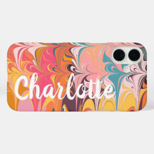 Funda iPhone 16 Plus Colorida Artesanía Resumen Marble Swirl Personaliz