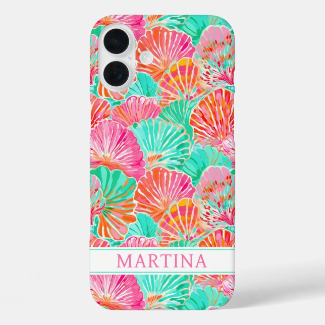Funda iPhone 16 Plus Conchas Coloridas Monogramadas (Reverso )
