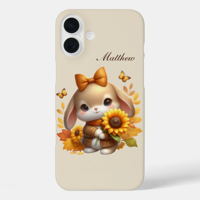 Funda iPhone 16 Plus conejo estacional añadir nombre  (Reverso )