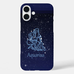 Funda iPhone 16 Plus Constelación de Acuario y signo del zodiaco con es
