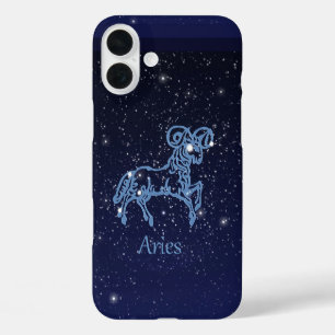 Funda iPhone 16 Plus Constelación de Aries y signo zodiacal con estrell