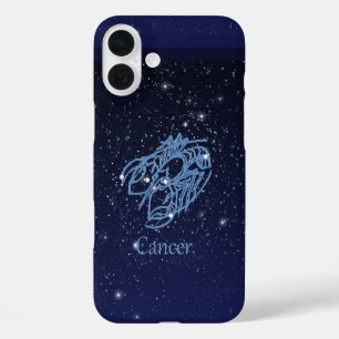 Funda iPhone 16 Plus Constelación de Cáncer y signo zodiacal con estrel