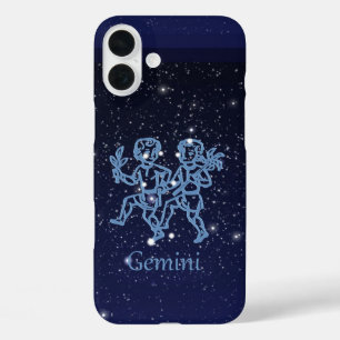 Funda iPhone 16 Plus Constelación de Gemini y Rótulo Zodiaco con estrel