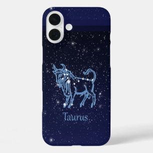 Funda iPhone 16 Plus Constelación de Tauro y signo zodiacal con estrell